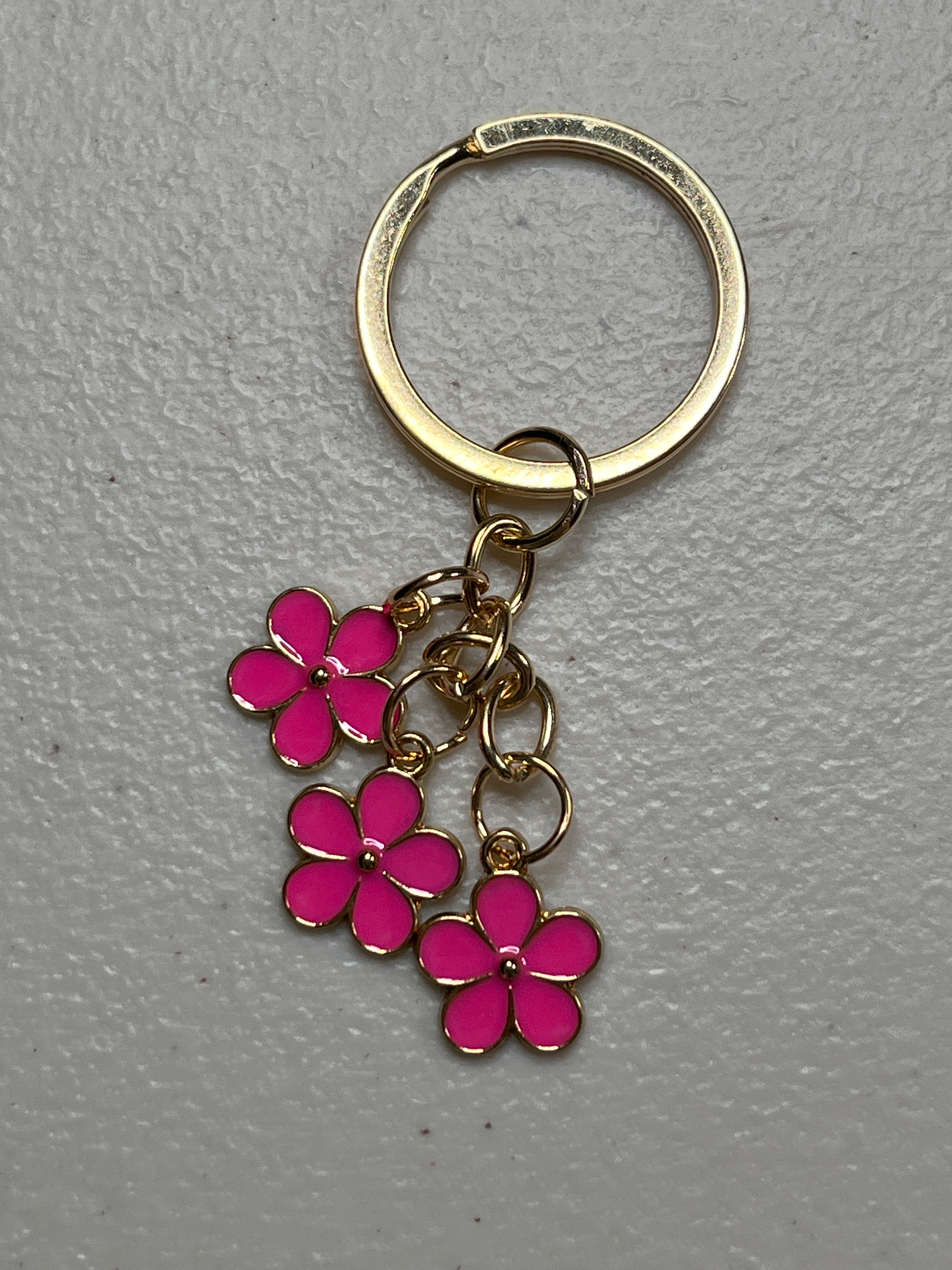 Floral Keychain - Gold Metal
